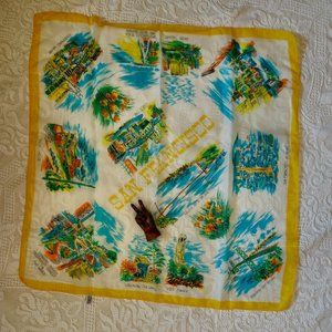 Vintage Midcentury Scarf San Francisco Tourist Souvenir Rayon